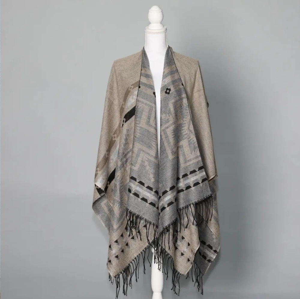 Grey & Taupe Poncho